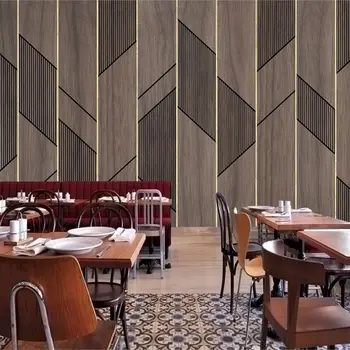 Fondo de pantalla personalizado en 3d minimalista moderno geométricas de madera de la línea de mural abstracto creativo estilo industrial TV fondo pared обои