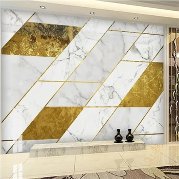 Fondo de pantalla personalizado en 3d Nórdico y minimalista geométrica de oro de la línea de patrón de mármol mural de la sala de estar dormitorio TV fondo pared фотообои