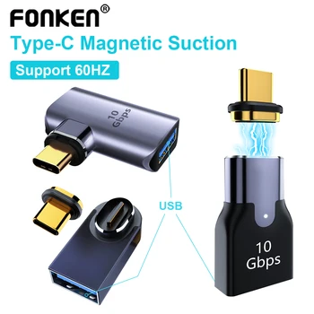 Fonken USB3.1 de 10 gbps Magnético Adaptador de USB A Tipo C de Carga Rápida Imán Cable Convertidor de 60Hz, USB Tipo C de Datos Conector OTG