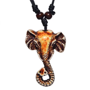FX002 Hueso colgante, collar de los hombres de la India de cabeza de Elefante Gargantilla Retro Joyería Tribal estilo de Imitación de Hueso de Yak collar Amuleto de Regalo