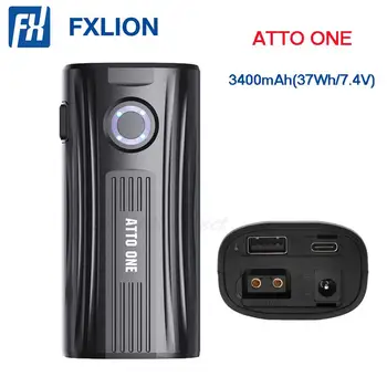 FXlion ATTO UNA V Mount/V-Lock de la Batería de 3400mAh(37Wh/7.4 V) con D-PULSE USB-C/Micro USB Tapones para las Cámaras de Luces LED Monitores