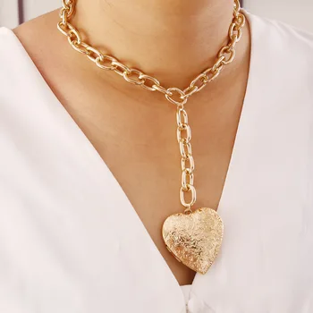 Geométricas Declaración de Metal de la Cadena Collar de Corazón Colgante de Collares para las Mujeres de la Fiesta de Moda de Cuello de Joyería al por mayor de la Joyería