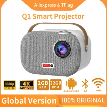 Global TFlag T1 Portátil Full HD 1920*1080P 4K LCD Inteligente Android 9.0 Wifi Mini LED de cine en Casa Video 1080P Proyector 2+32G