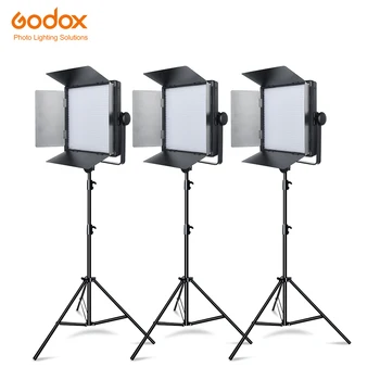 Godox 3PCS LED1000C 3300-5600k Kit de Luz Continua con 3pcs 2.8 m Soporte de Luz para la Fotografía de la Boda de la Cámara Videocámara DV
