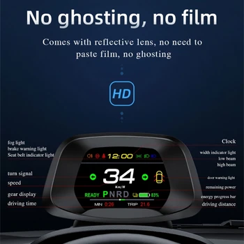 GPS HUD Head-Up Display Digital Universal Alarma de Recordatorio Medidor Velocímetro del Coche de la Electrónica para el Modelo 3/Y de Alta Definición 40GF