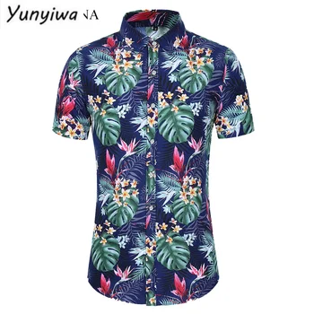 Gran Tamaño 5XL 6XL 7XL Nuevo Verano de los Hombres Camisa Casual Moda de la Flor Impreso Camisetas de Manga Corta de los Hombres De 2023 Playa de Hawai Camisa Masculina
