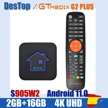GTmedia G2 Plus Android TV Box, 4k Ultra HD Amlogic 905W2 de 64 bits de cuatro núcleos ARM de 2GB+16GB 2.4 G WIFI Smart Media Player Set Top Box