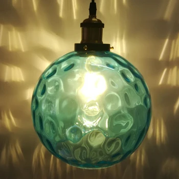 GZMJ Azul de la Onda Bola de Cristal Loft Suspensión de Barra de Colgar Moderna Lámpara de Luz LED Dormitorio Lámpara de mesa de Restaurante de la Luz
