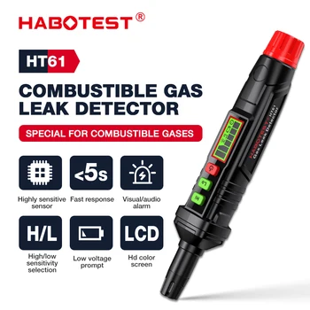 HABOTEST HT61Gas Detector de Fugas de Gas Natural Detector con acústica y Visual de la Alarma de Gas Portátil Sniffer para Localizar Fuga de Combustible