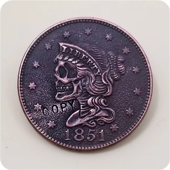 Hobo Níquel Moneda de 1851 Mitad Centavos COPIA
