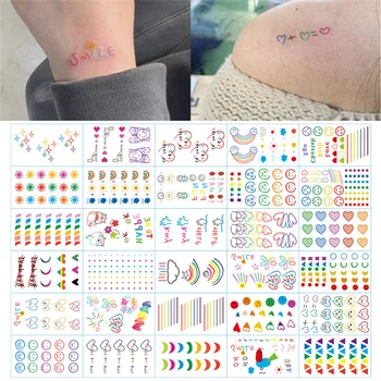 HyunA ins serie arco iris Colorido de la Expresión de la etiqueta Engomada del Tatuaje de la Cara de la mano Bonito Cuerpo Arte Falso Tatuaje Temporal Impermeable Taty
