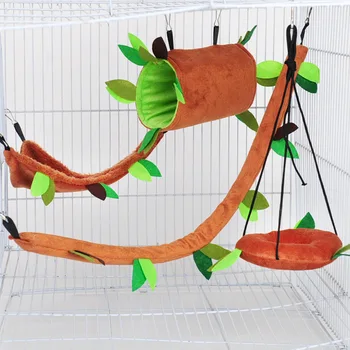 Hámster de la Hamaca Leaf juego de Taladro Parrot Swing Ardilla Miel Bolsa de Planeador de la Felpa de la Hamaca de Cinco piezas Conjunto de Pequeños Animales de Jaula de Suministros