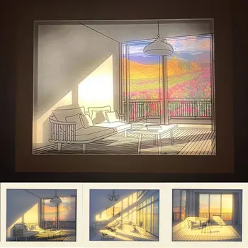 INS LED, Luz Decorativa de la Pintura Japón Anime de Pared, Estilo Creativo, Moderno Simular el Sol de Dibujo Enchufe USB de Atenuación de Luz de la Noche