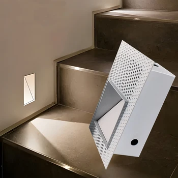 Interior Sin marco, el Paso de las Luces 3W Sensor de Movimiento LED de la Escalera de la Escalera Pasillo de la Lámpara Incrustado en Blanco de la Pared de una Casa Moderna Noche Candilejas