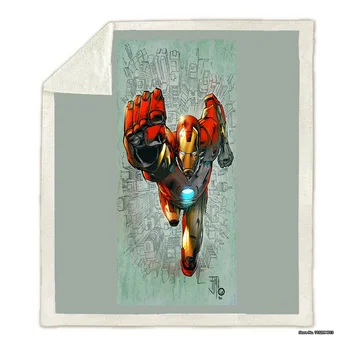 Iron Man de la Película el Diseño Decorativo de la Serie el Patrón de la Manta 3D de Impresión Digital Cómodo de Franela Suave Cordero Mantas