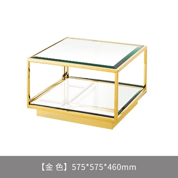 Italiano de vidrio templado mesa de té, la luz del lujo, de estilo sencillo y moderno plaza de la combinación, de alta gama, de alta gama de acero inoxidable