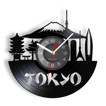 Japón Tokio Horizonte Decorativo Reloj De Pared Para La Empresa La Oficina Japonesa De Paisaje En Vinilo Del Álbum Registro De Relojes De Japón De Recuerdos
