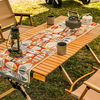 Juego Extensible Portátil Plegable Mesa de Comedor Conjunto Móvil al aire libre de Madera, Mesas de Camping Mesas de Comedor Muebles de XY50DT