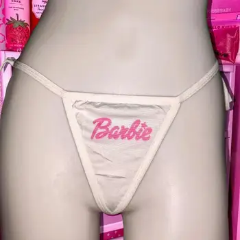 Kawaii Barbie Sexy Carta De Impresión De Algodón De Lazo De La Correa De T Pantalones Bajos De Cintura De Las Bragas De La Secuencia Del Triángulo Transparente Ropa Interior Bikini Girls