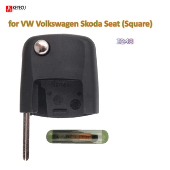 Keyecu Flip Remoto de la Llave del Coche de Cabeza ID48 Chip Fob para VW Volkswagen Skoda Seat de Golf Jetta Conejo (Plaza)