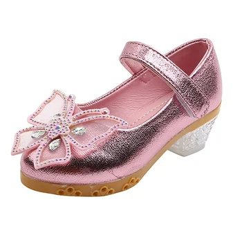 Kruleepo Princesa de Cristal de la PU Zapatos de Cuero para Niñas, Niños Bebé Niños Pajarita de diamante de imitación de Rendimiento Fiesta Show de Pasarela Schuhe