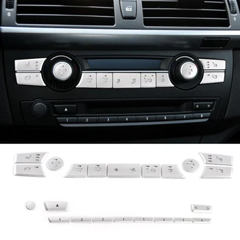 La Aleación de aluminio del Aire del Coche de la Condición de Asistencia a la Conducción CD Digital Botón Recortar de la etiqueta Engomada de Interiores Accesorios Para BMW X5 E70 X6 E71