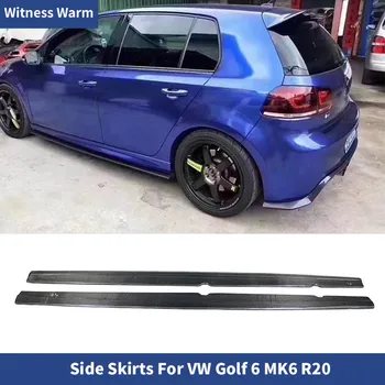 La Fibra de carbono en Coche de las Faldas del Lado Delantales Cuerpo Kits para el Volkswagen Golf 6 Mk6 R20 2010-2013 etiqueta Engomada del Coche Spoiler