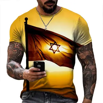 La Impresión 3D de Lsrael Bandera Camiseta Para los Hombres de Verano Fresco de los Hombres de la Camiseta de gran tamaño O de Cuello de Streetwear Más el Tamaño de Mens Comfort Unisex Camiseta
