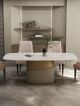 La luz de mármol de lujo mesa de comedor y silla combinación hogar minimalista moderna mesa de comedor rectangular