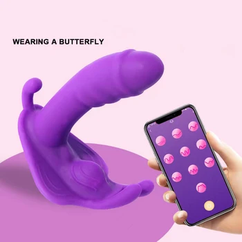 La mariposa Hembra Vibrador Consolador Para las Mujeres de la APLICACIÓN Bluetooth Portátil Punto G de la Vagina Clítoris Estimulación de los Adultos del Sexo Juguetes Masturbación