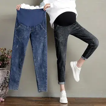 La Maternidad De Jeans Para Mujeres Embarazadas Abdominal Pantalones De Embarazo Ropa De Primavera Otoño Cintura Elástica Pantalones De Mezclilla Negro Azul 