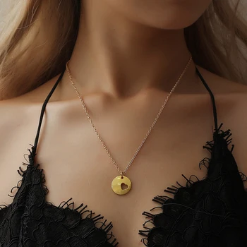 La moda Geométrica Collar de Cadena de las Mujeres Huecos Corazón Collar de Clavícula Cadena de la Joyería del Día de san valentín de Regalo egirl