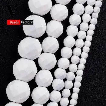 La Piedra Natural Blanco Facetado Nanotech De Goma De Hematita De Bolas De Minerales Para La Fabricación De Joyas Ronda Abalorios Para Pulsera Collar De 15