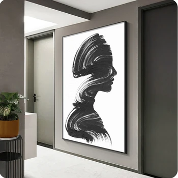La Pintura abstracta, en Blanco y Negro del Arte Figura Cartel, Arte de la Pared Tienda de Ropa Minimalista, Sala de estar Impresión Mural Moderna Figura