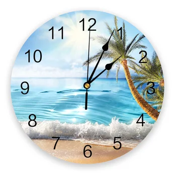 La playa de las Ondas de los Árboles de Coco, Reloj de Pared de la Decoración del Hogar Dormitorios Silencio del Mediodía Reloj de Pared Reloj Digital Reloj de Pared para Habitaciones de los Niños