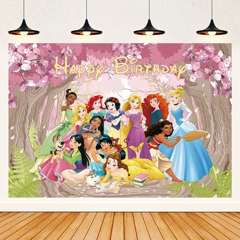 La Princesa De Disney Fotografía De La Princesa De Telón De Fondo A Los Niños Niñas Felices Fiesta De Cumpleaños Decoración De Vinilo Hijos Fondo De La Foto Regalos