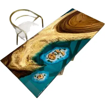 La resina de Epoxy de arte de río de mesa, mesa de té, mesa de té, mesa, escritorio, transparente muebles de madera sólida de la junta de escritorio de la junta personalizado