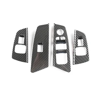 La Ventana de coche Interruptor de Elevación Botón de la Tapa del Armazón de ajuste para el BMW Serie 5 G30 2018-2021 Accesorios ABS de Fibra de Carbono ,B Style