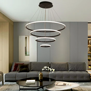 LED moderna lámpara de Araña de Luz Regulable Lámpara de Techo Con mando a distancia de Atenuación Círculo Anillo Colgante Colgante Lámparas Para la Sala de estar