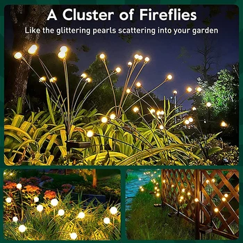 LED Solar Luz de la Decoración del Jardín de Fuegos artificiales de la Lámpara 6LED/8LED/10LED Firefly al aire libre de la prenda Impermeable IP65 de las Luces de Navidad de la Decoración del Jardín