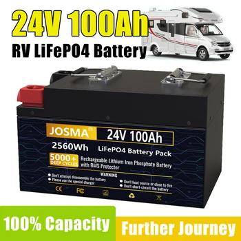 LiFePO4 24V 100 200Ah 300Ah Batería 25.6 V 2560Wh 5000+ Ciclos Profundos para RV Solar de Inicio del Sistema de Almacenamiento de Energía