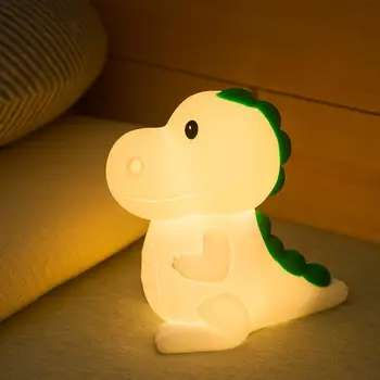 Lindo Silicona Luz de Noche Para los Niños de Led Recargable USB de dibujos animados de Animales de Dinosaurios Dormitorio Decoración Toque Lámpara de Noche Para los Regalos