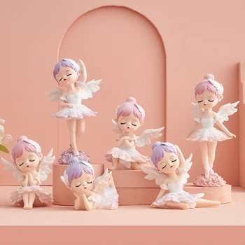Lindo Ángel de Hadas Figurillas de la Estatua de la Sala de Miniaturas Decoración Accesorios de Resina Modelo de la Vida Moderna Casa de Adornos para la Novia