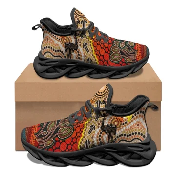 Los Aborígenes de australia Sol Uem de Impresión Negro Zapatillas de deporte Tribales Casual antideslizante cordones Zapatos Planos de Verano Transpirable Vulcanizado Zapatos