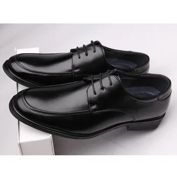 Los hombres Formales de los Zapatos de Cuero Casual de la PU de la Forma Redonda de Encaje Impermeable y Antideslizante Transpirable Mul