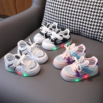 Los niños Brillantes Sandalias LED Casual Zapatos para Niñas y Niños Hueco Luminoso Niños Zapatillas de deporte de Malla Transpirable Antideslizante Zapatos de Tenis