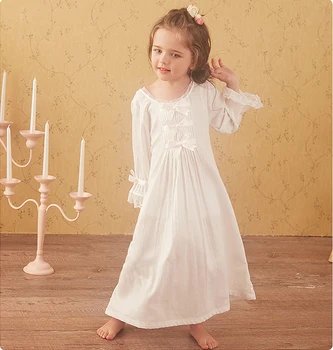Los niños de la Niña Lolita Princesa Blanca Sleepshirts.El Estilo Real Camisones.Vintage Niño De Los Niños Del Arco Camisón De Dormir Loungewear