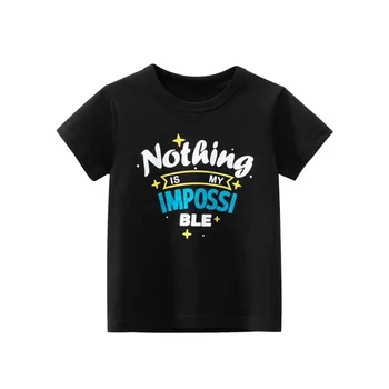 Los niños las Letras de Impresión T-shirt de manga Corta de Algodón 100% 2023 de Verano de las Niñas Ropa coreana de Niños Ropa de Niños del Bebé Camisetas Ropa