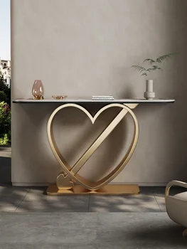 Luz de lujo mesa de entrada, sala de estar diseñador, arte de la mesa, de acero inoxidable placa de roca, entrada en forma de corazón