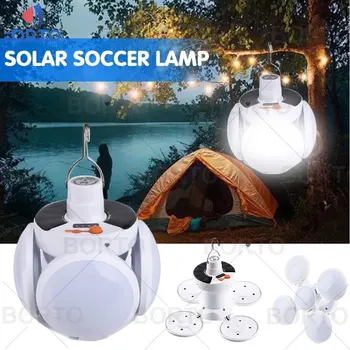 Luz Solar de Fútbol Bombillas USB Recargable Luz de Noche, Lámpara de Camping Plegable Luces de Emergencia Portátil Tienda de campaña de Ahorro de Energía de la Lámpara